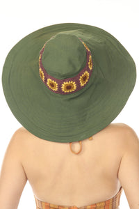 SunFlower Crochet Wide Brim Hat