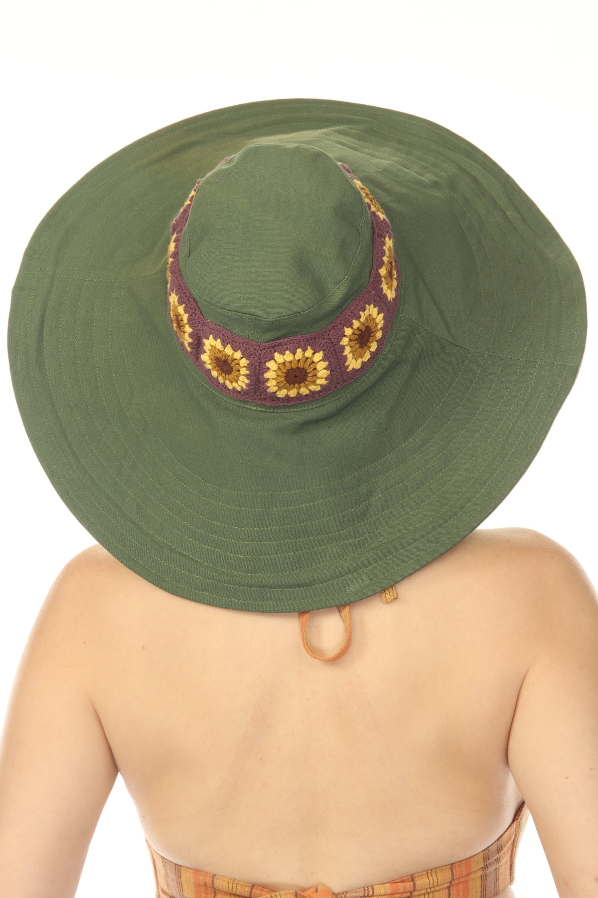 SunFlower Crochet Wide Brim Hat