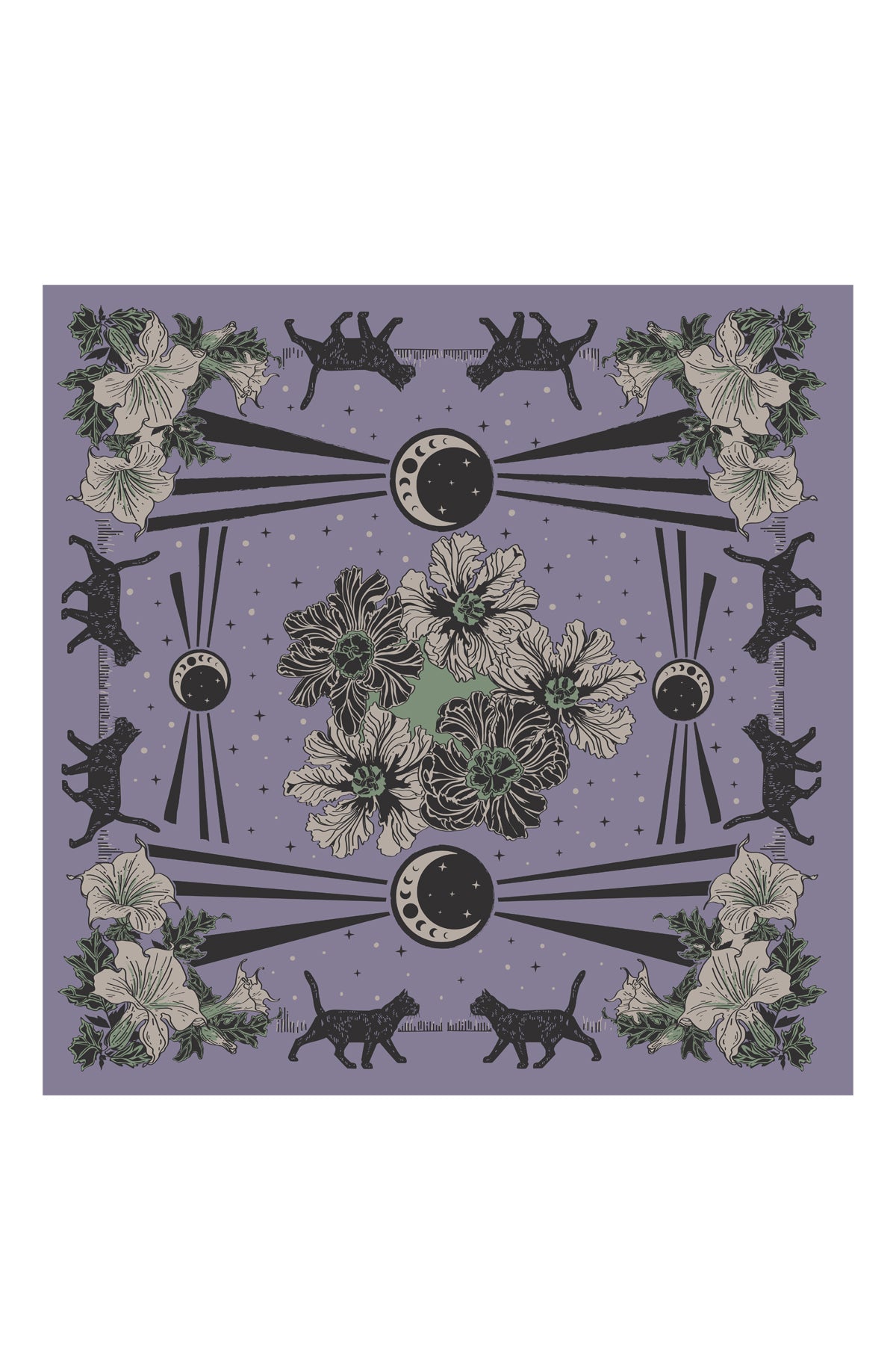 Moonflower Cats Big Bandana
