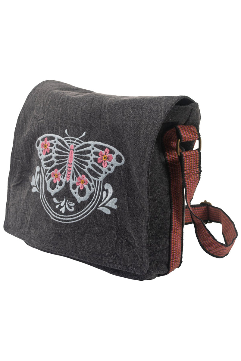Butterfly Stonewash Canvas Messenger Bag