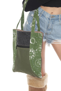 Patchwork Tote Book Bag