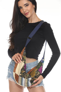 Patchwork Crescent Crossbody Bag