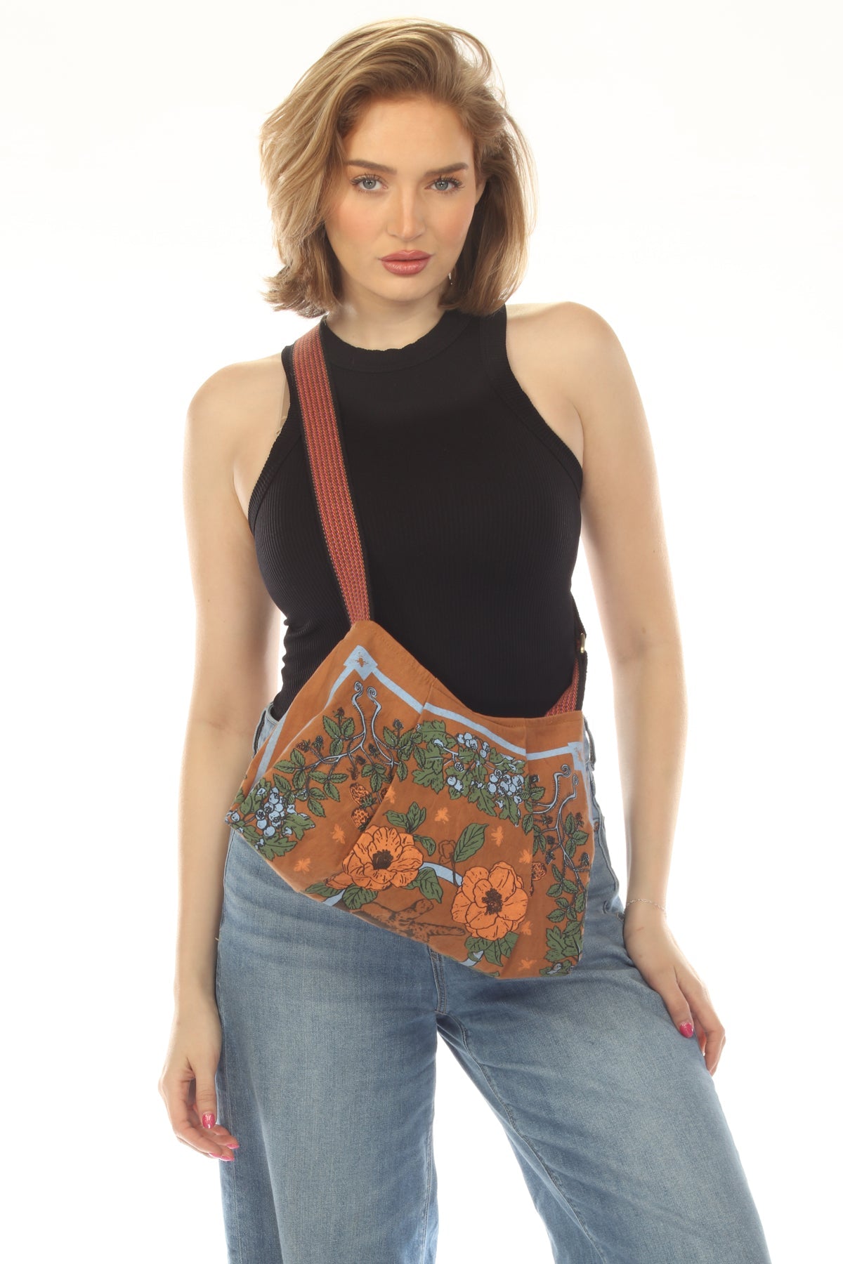 Cottage Garden Cat Canvas purse