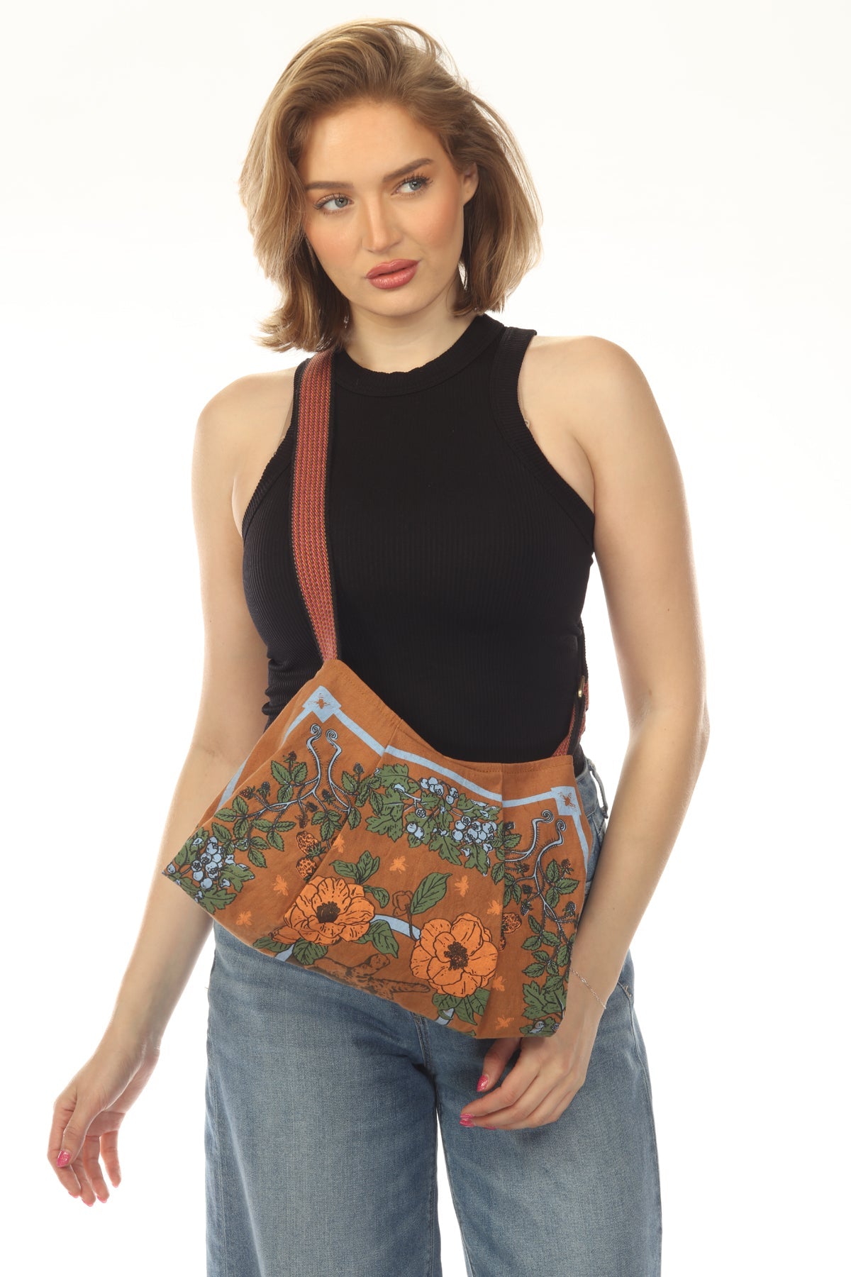 Cottage Garden Cat Canvas purse