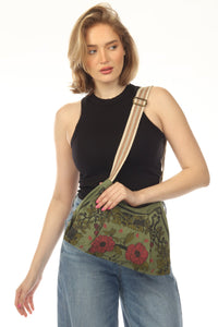 Cottage Garden Cat Canvas purse
