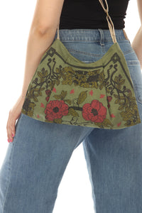 Cottage Garden Cat Canvas purse