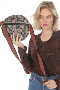 Flower Batik Print Round Bag