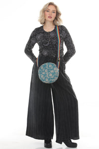 Flower Batik Print Round Bag