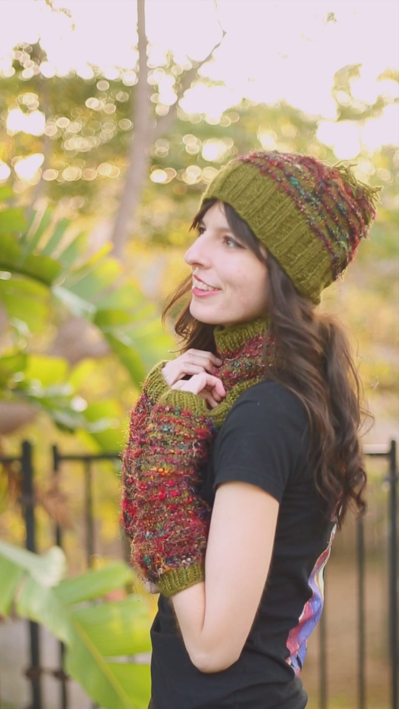 Recycled Silk Pom Beanie