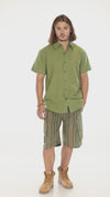 Cotton Slub Button Down Mens Short Sleeve Shirt