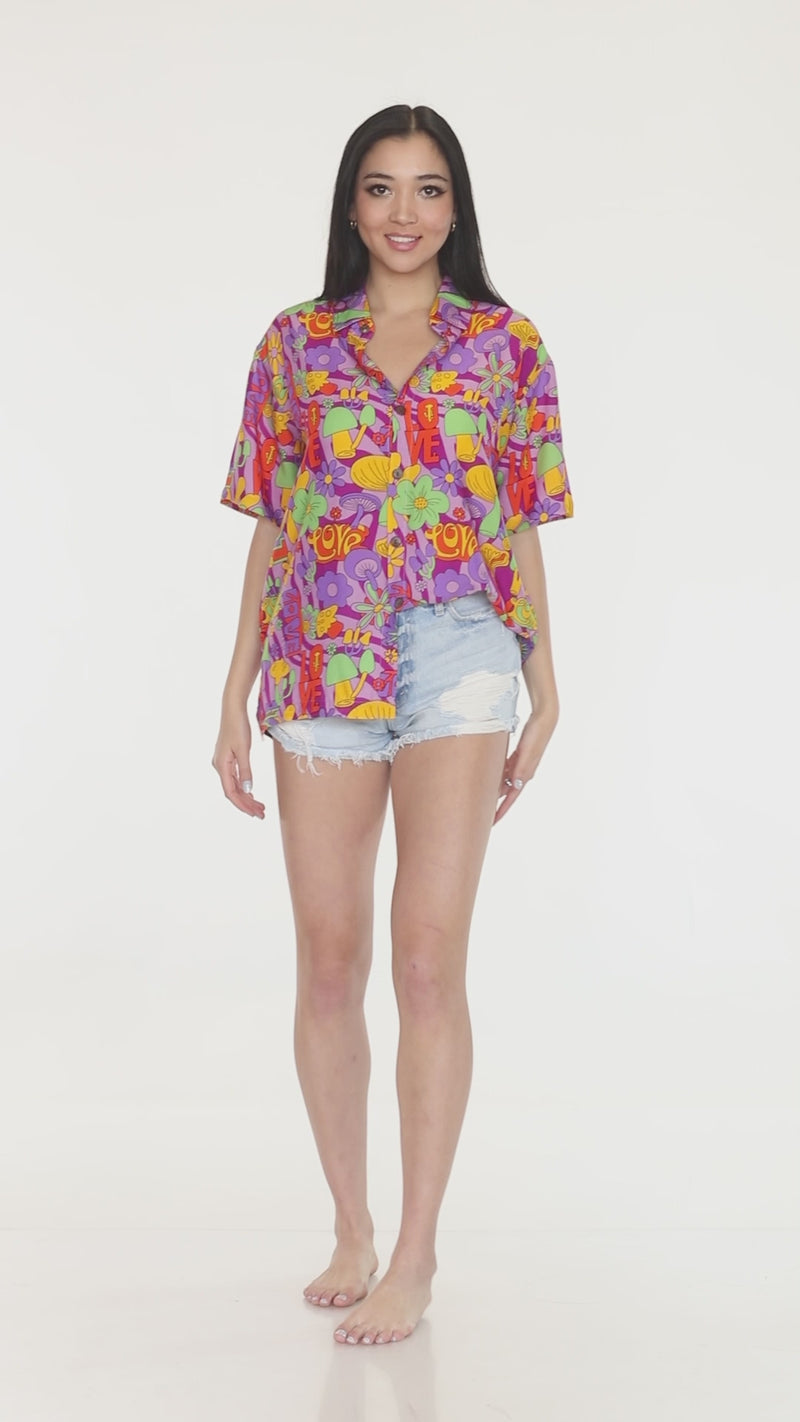 Mushroom Love Print Hawaiian Shirt