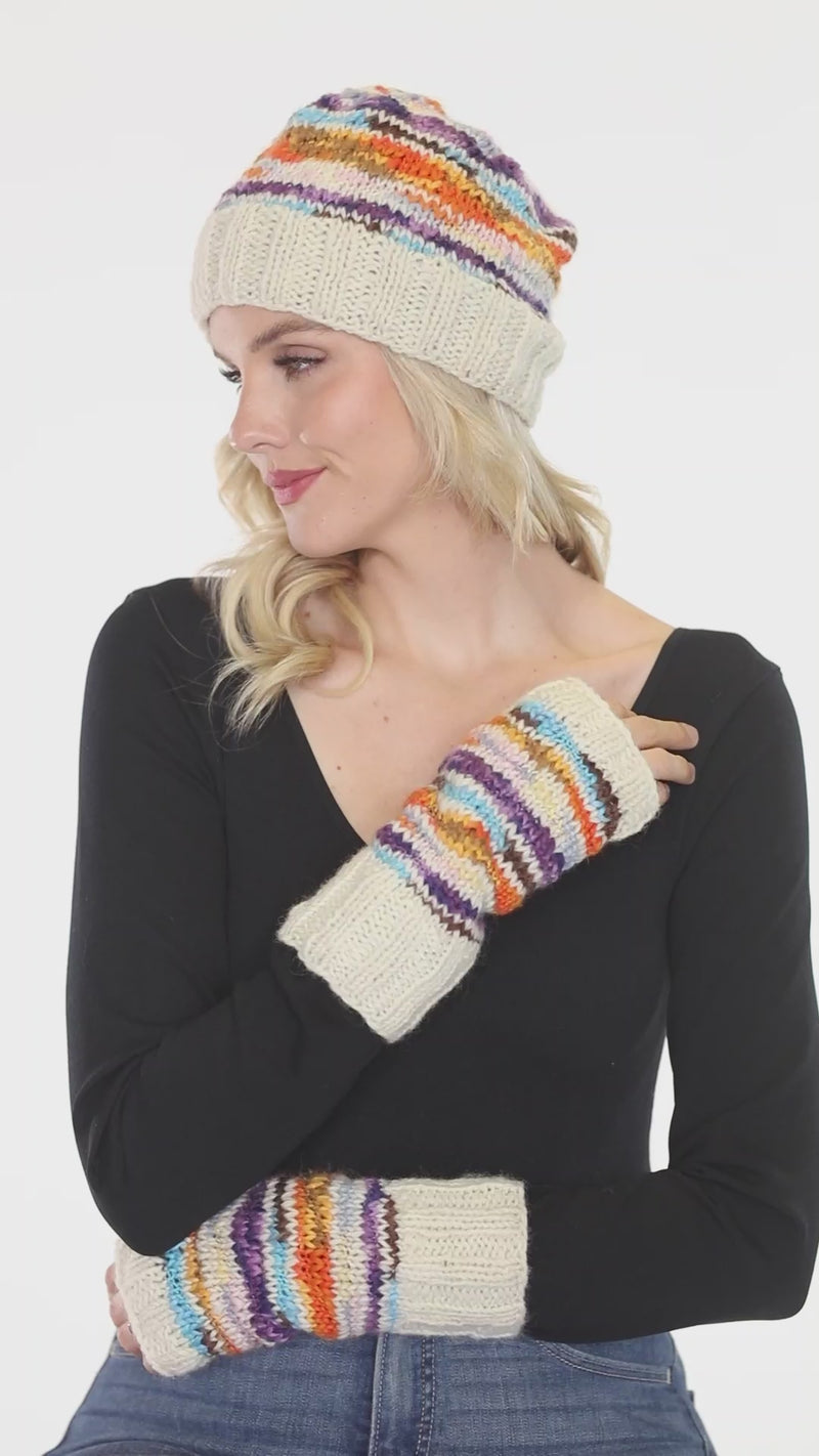 Vibrations Striped Slouchy Beanie