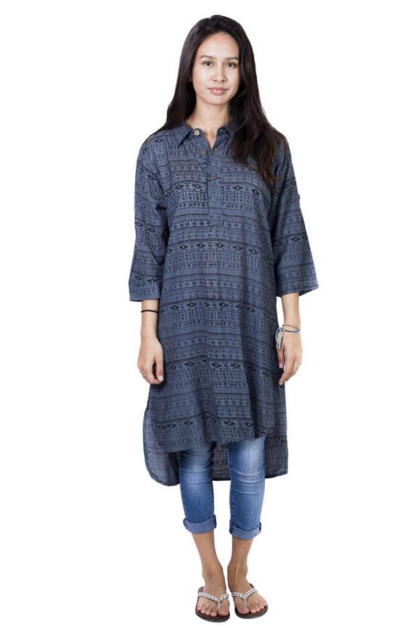 Dakota Hi-low Kurta Top Henley Tunic