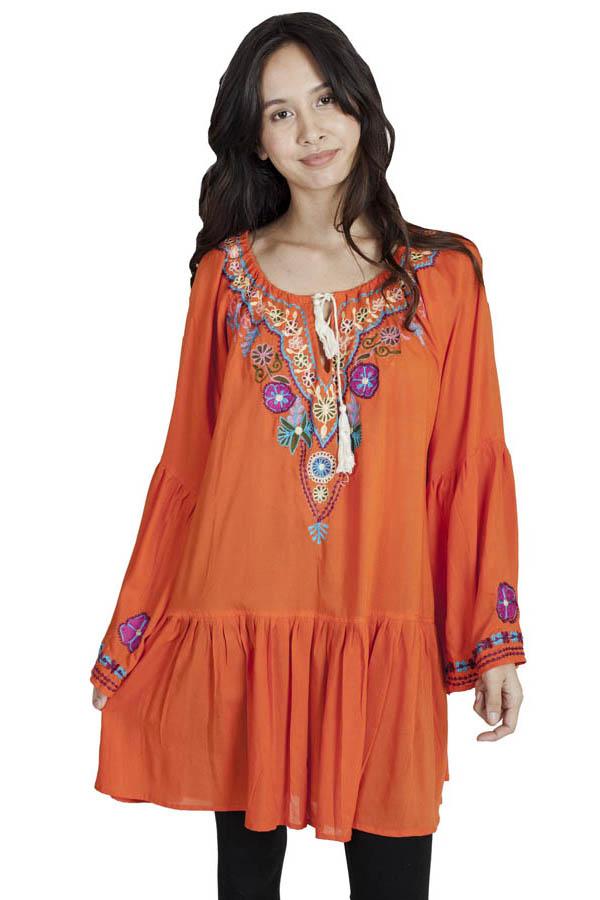 Flower Power Boho Chic Embroidered Peasant Dress