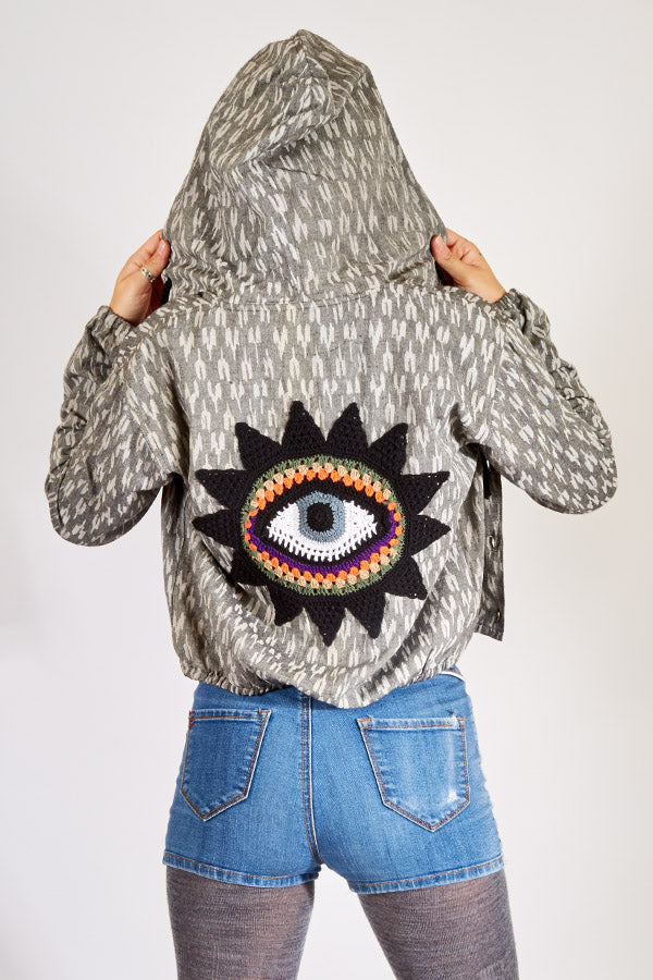 Crochet Mandala Bomber Jacket