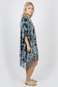 Celestial Romance Tie-Dye Fringed Poncho