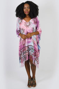 Celestial Romance Tie-Dye Fringed Poncho