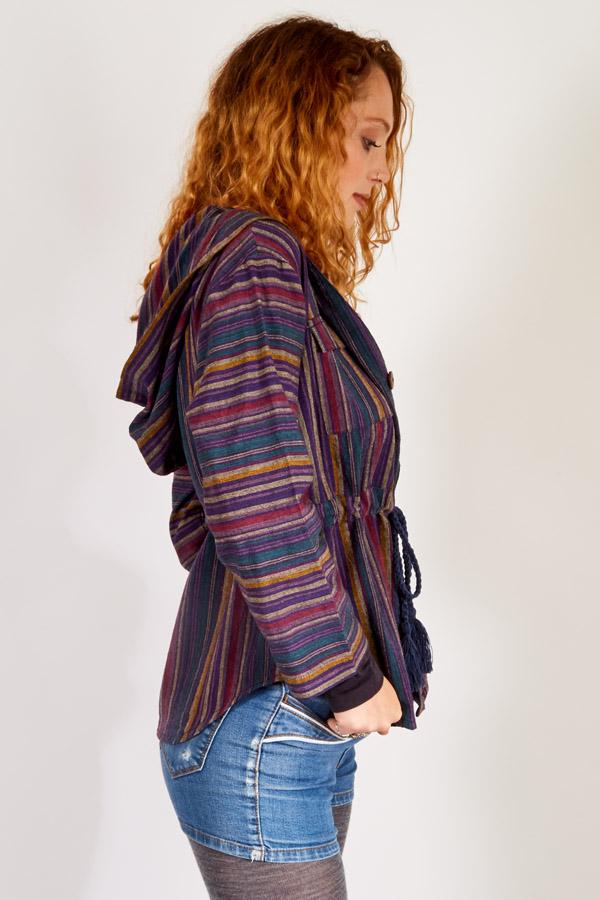 Striped Cotton Hoodie Jacket