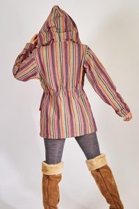 Rustic Stripe Hoodie Safari Jacket