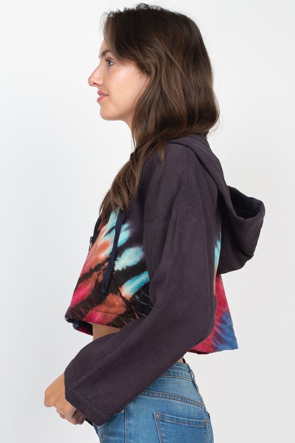 Tie-Dye Cropped Hoodie Jacket – Lakhay-Retail
