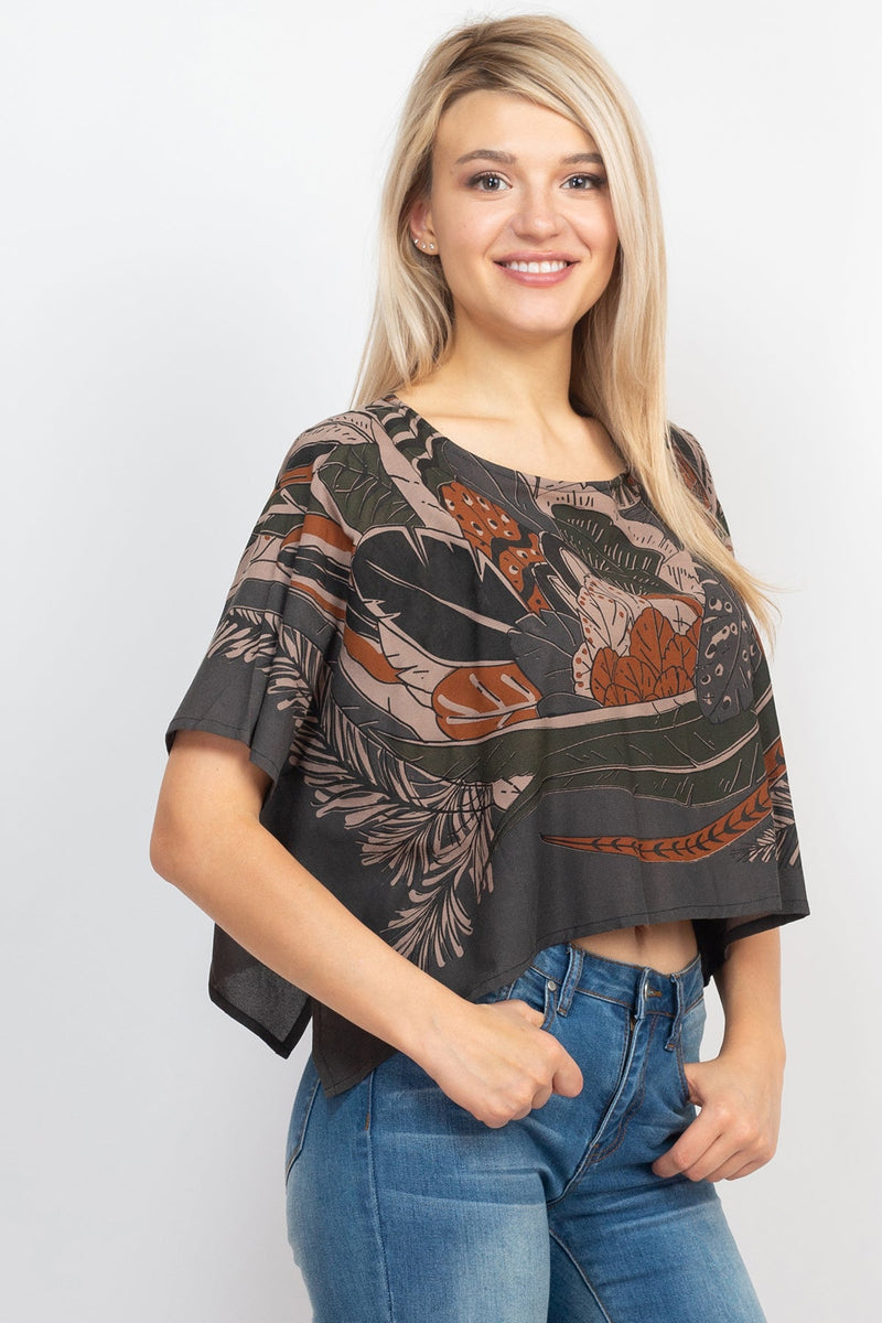 Feather Scarf Crop Top