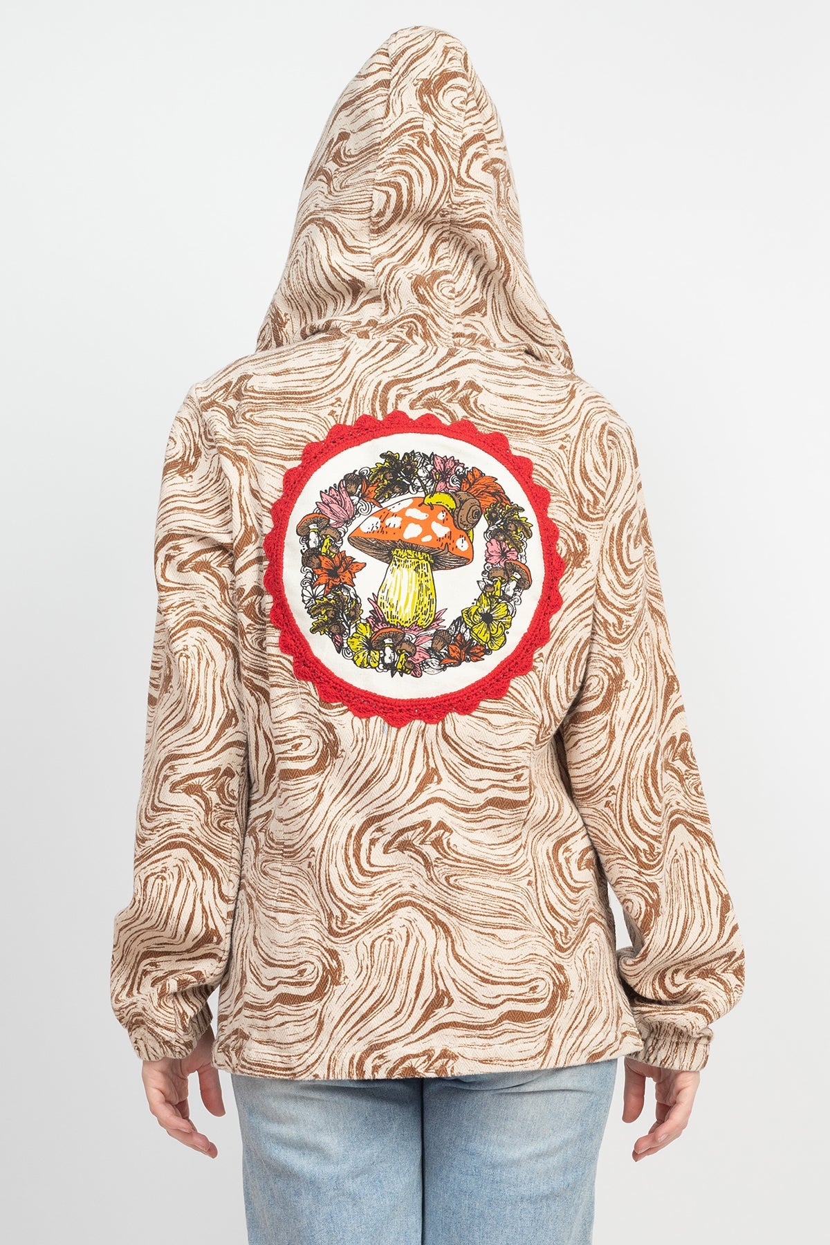 Psychedelic Mushroom Half Button Hoodie