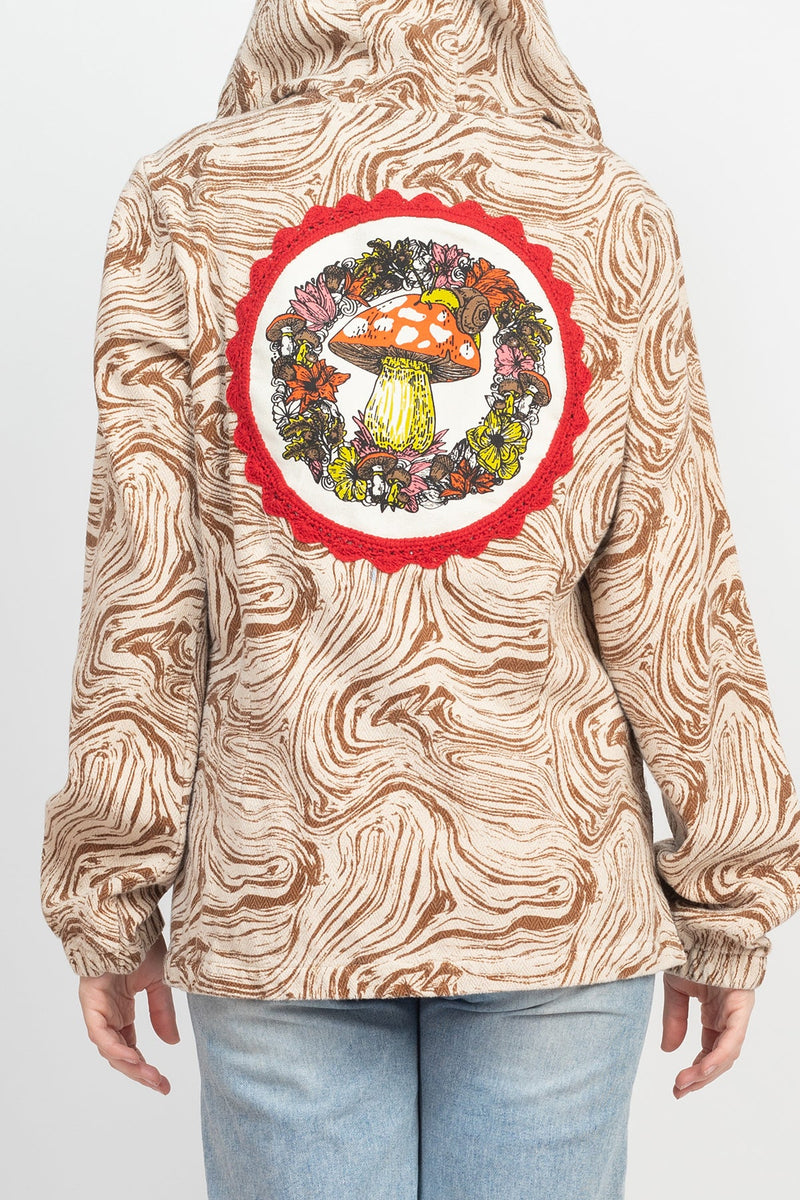 Psychedelic Mushroom Half Button Hoodie