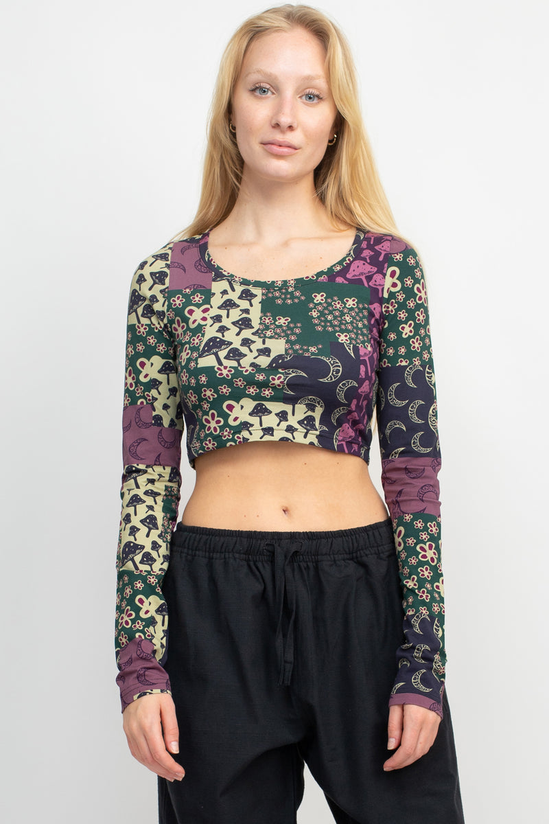 Mushroom Patch Long Sleeve Crop Top