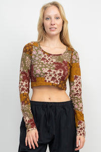 Mushroom Patch Long Sleeve Crop Top