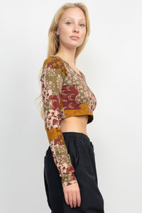 Mushroom Patch Long Sleeve Crop Top