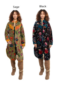 Quilted Velvet Long Jacket