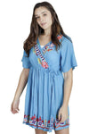 Flower Power Boho Embroidered Wrap Dress
