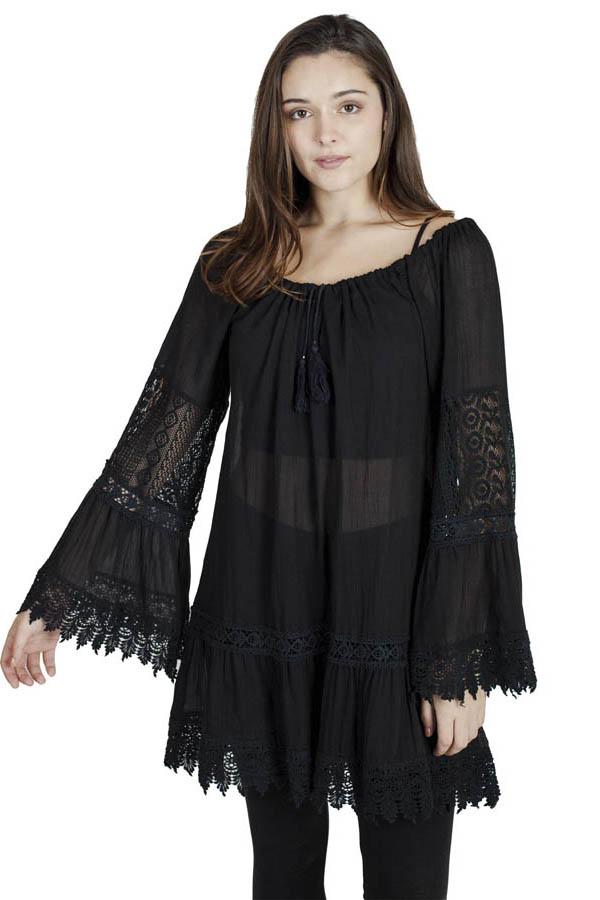 Off-the-Shoulder Lacy Peasant Cover-Up
