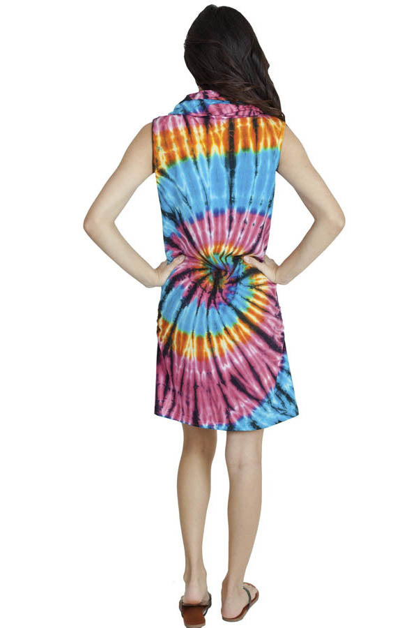 Funky Tie-Dye Cowl Neck Sleeveless Summer Dress Lakhay-Retail Funky Tie-Dye Cowl Neck Sleeveless Summer Dress Lakhay-Retail