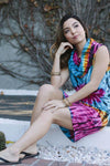 Funky Tie-Dye Cowl Neck Sleeveless Summer Dress