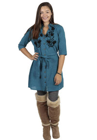 Women's Wildflower Cotton Flower Embroidery Everyday Casual Shirt Dress-