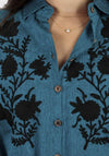 Women's Wildflower Cotton Flower Embroidery Everyday Casual Shirt Dress-