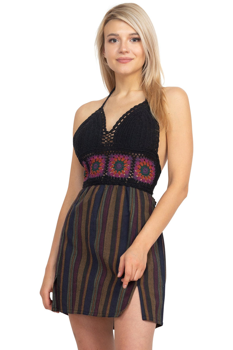 Crochet Halter Mini Dress