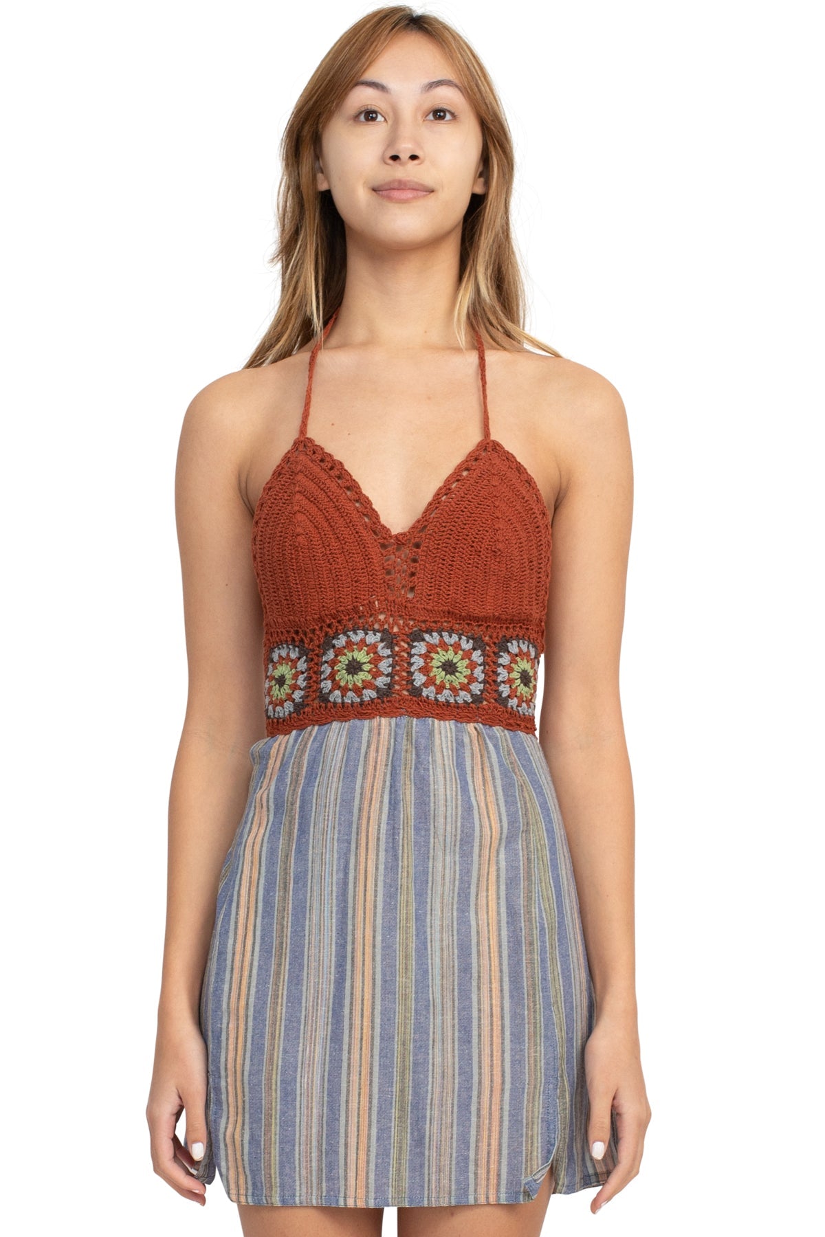 Crochet Halter Mini Dress Lakhay-Retail Crochet Halter Mini Dress Lakhay-Retail