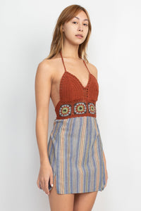 Crochet Halter Mini Dress