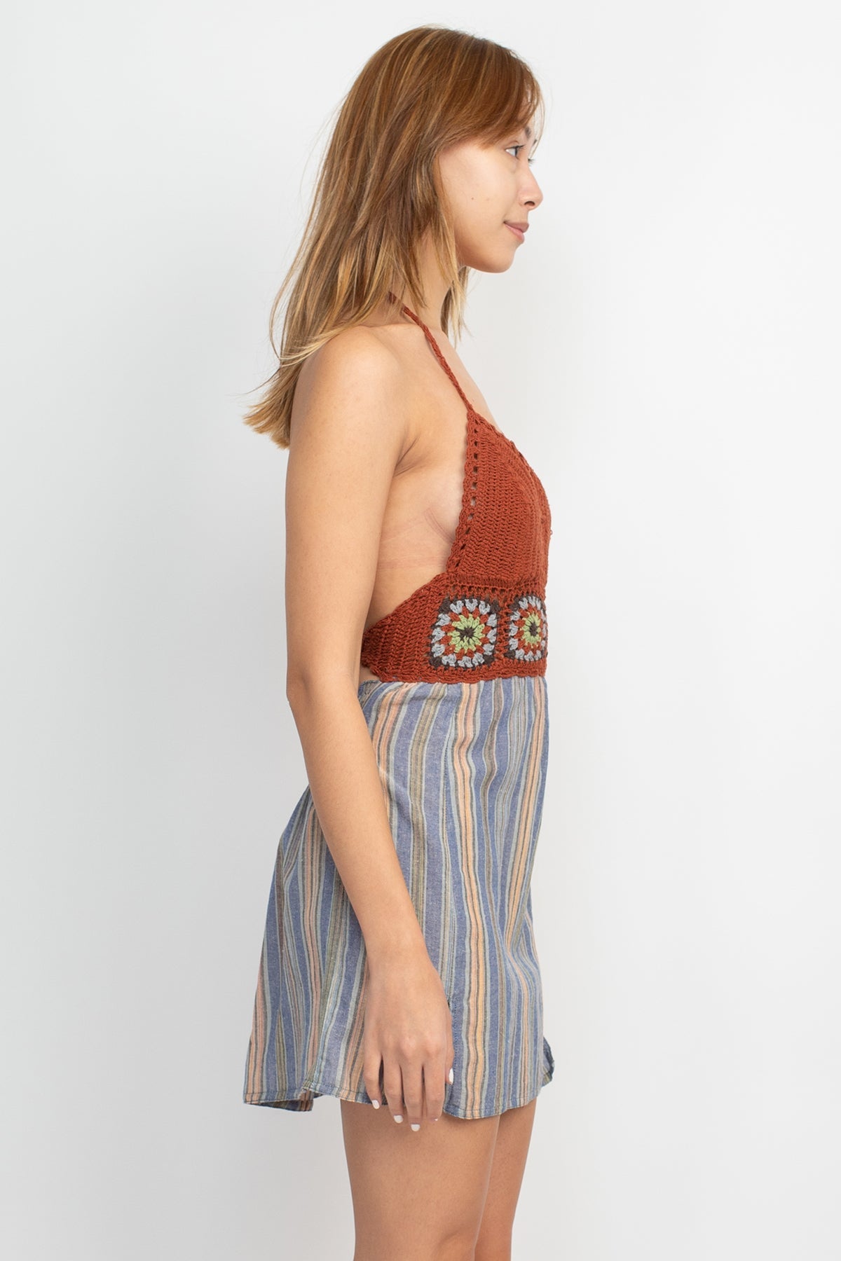 Crochet Halter Mini Dress Lakhay-Retail Crochet Halter Mini Dress Lakhay-Retail