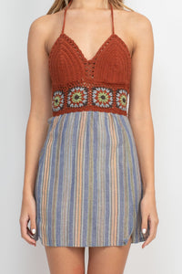 Crochet Halter Mini Dress