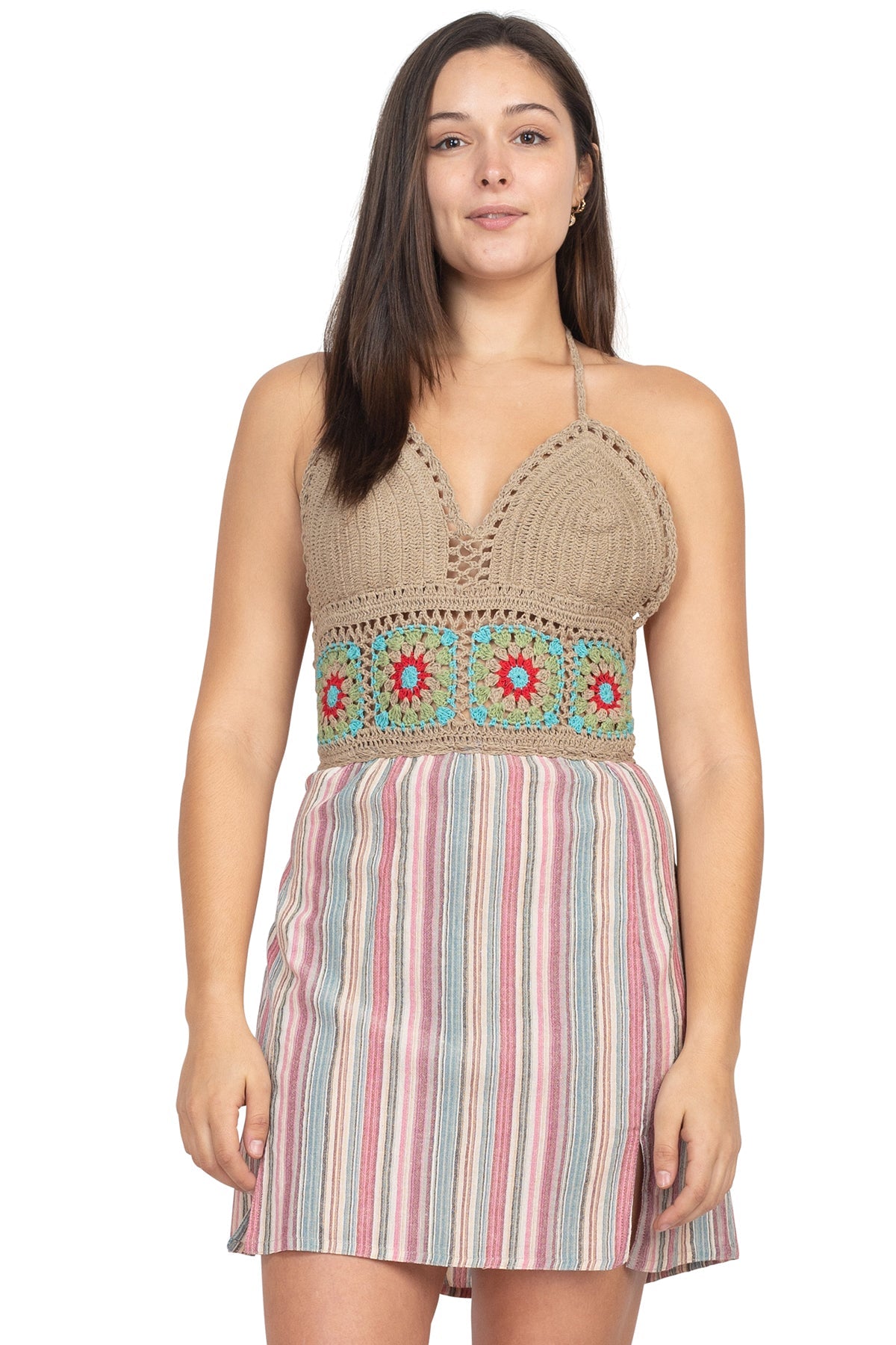 Crochet Halter Mini Dress