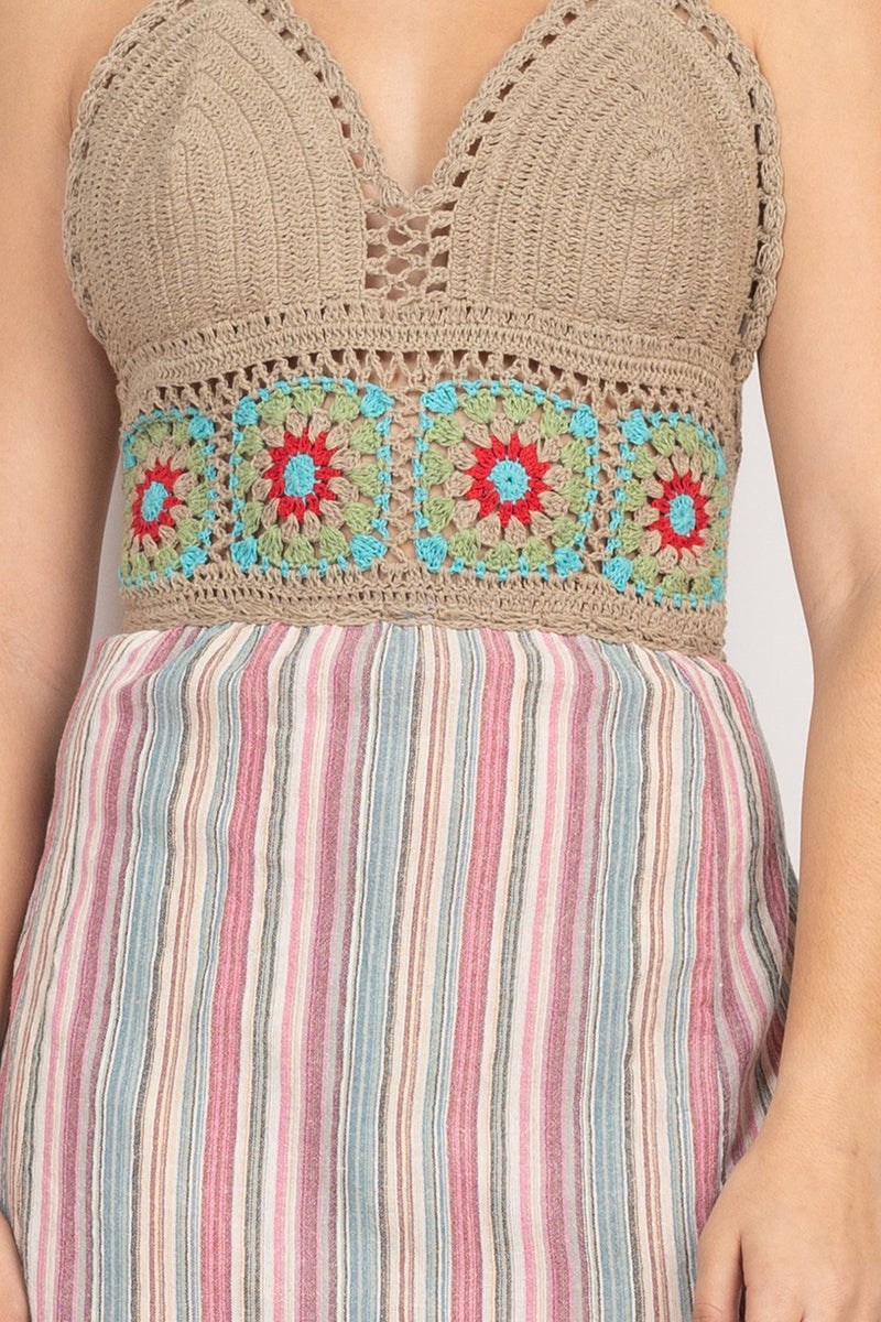 Crochet Halter Mini Dress