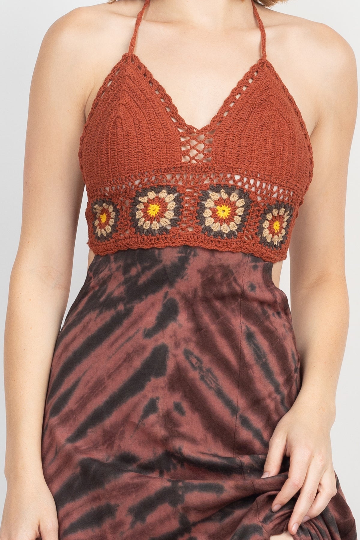 crochet tie dye dress Handmade Crochet Tie Dye Dress,crochet Multicolor Wide Sleeve Dress, Boho Hippie Gypsy Festival Crochet Dress.cotton Crochet Tie Dye Dress