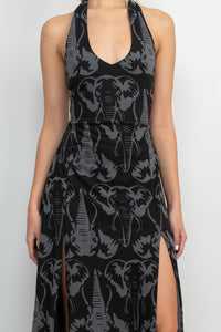 Elephant Head Tie Back Maxi Dress