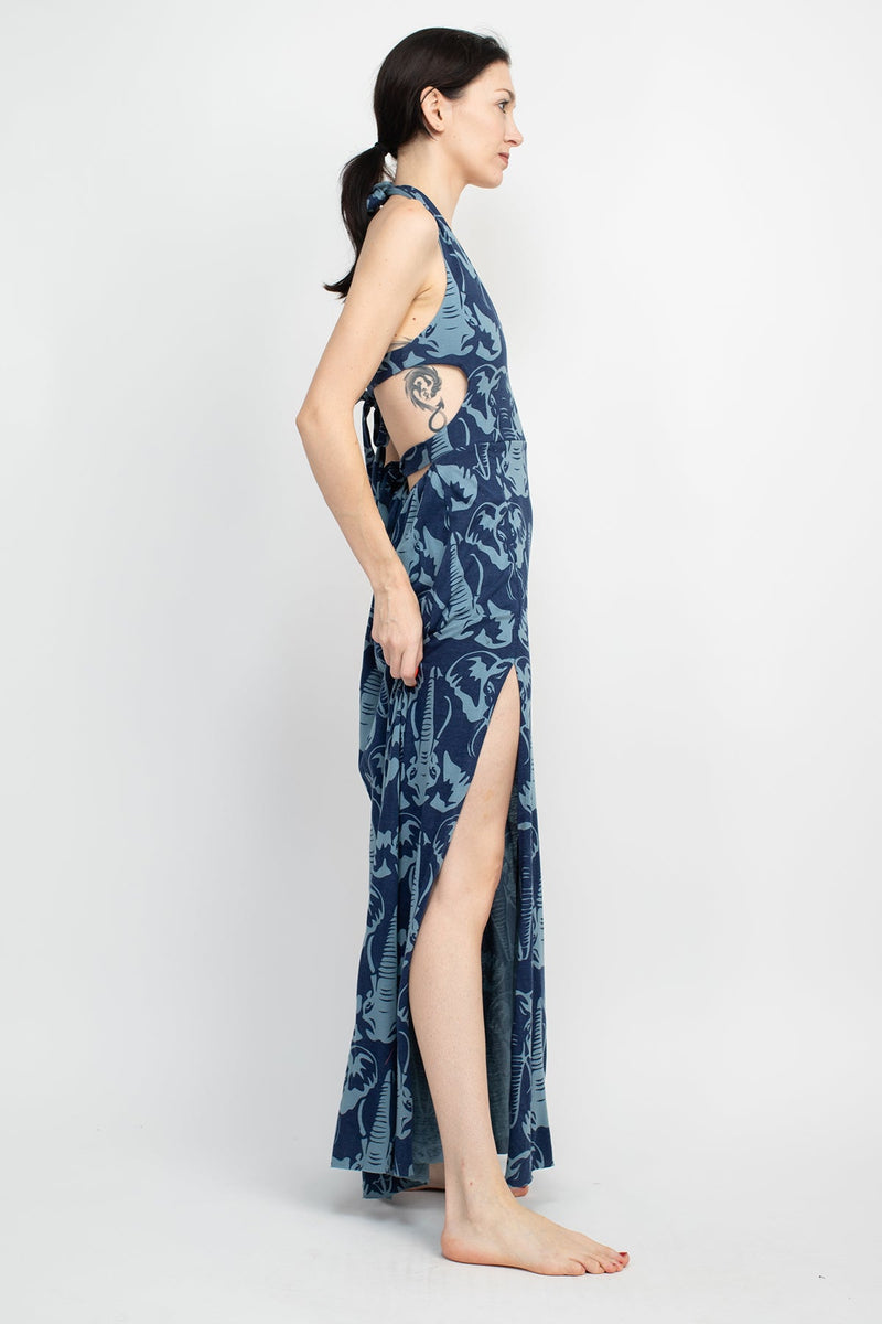 Elephant Head Tie Back Maxi Dress