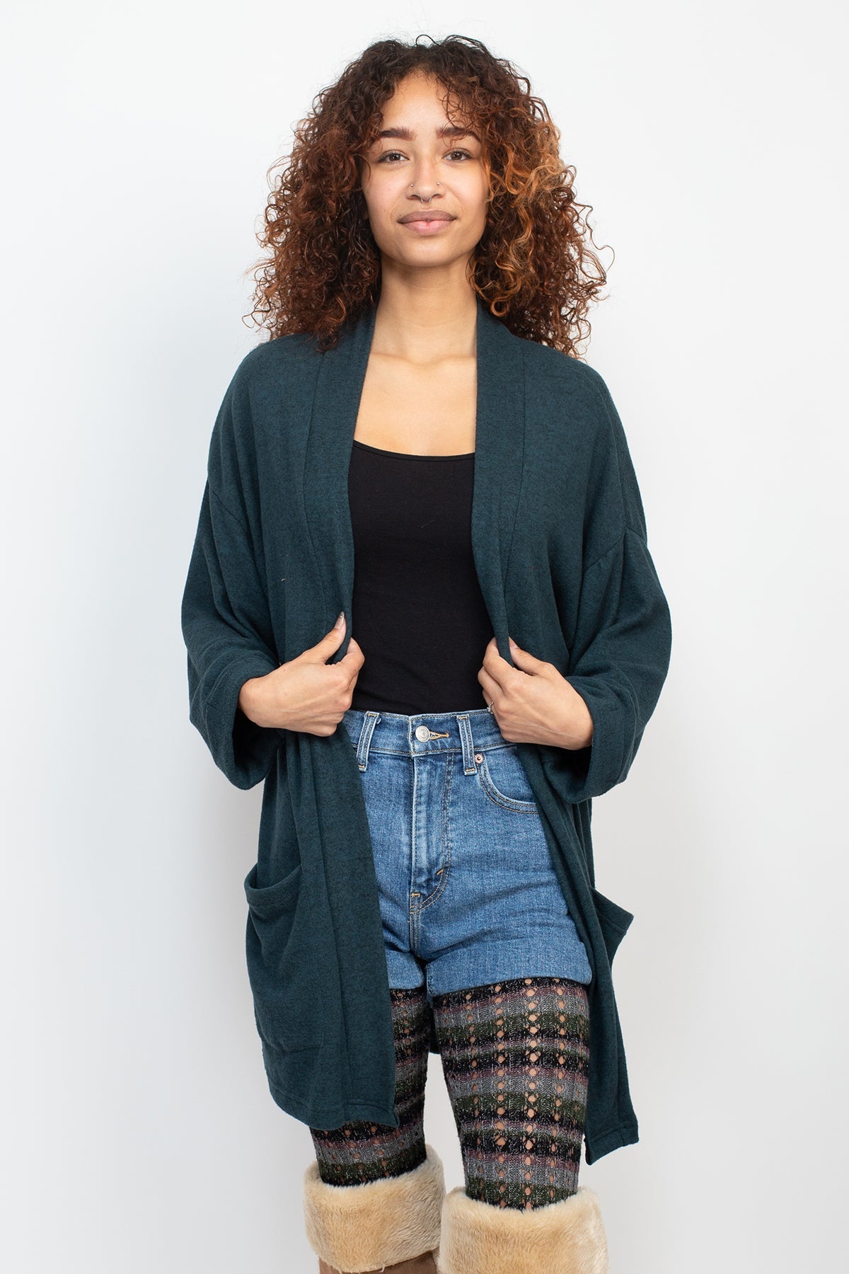 Boho Celestial Kimono Cardigan: Soft Knit, Open Front, Mid