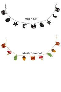 Embroidered Felt Cat Garland