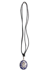 Tibetan Prayer Dorje Pendant Necklace with Lapis